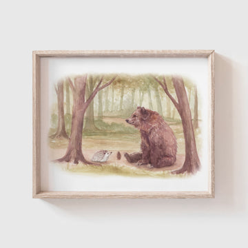 'Hedgehog meets Bear' Art Print (Our Little Adventures)