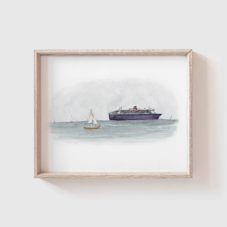 Sailboat and Ship Art Print