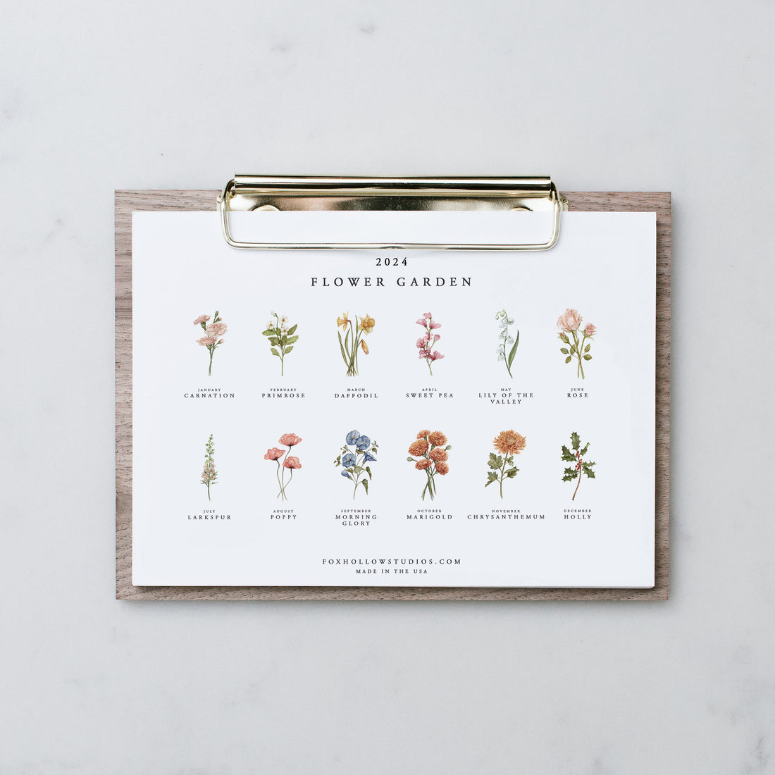 Flower Garden Desk Calendar Refill - Landscape (2024)