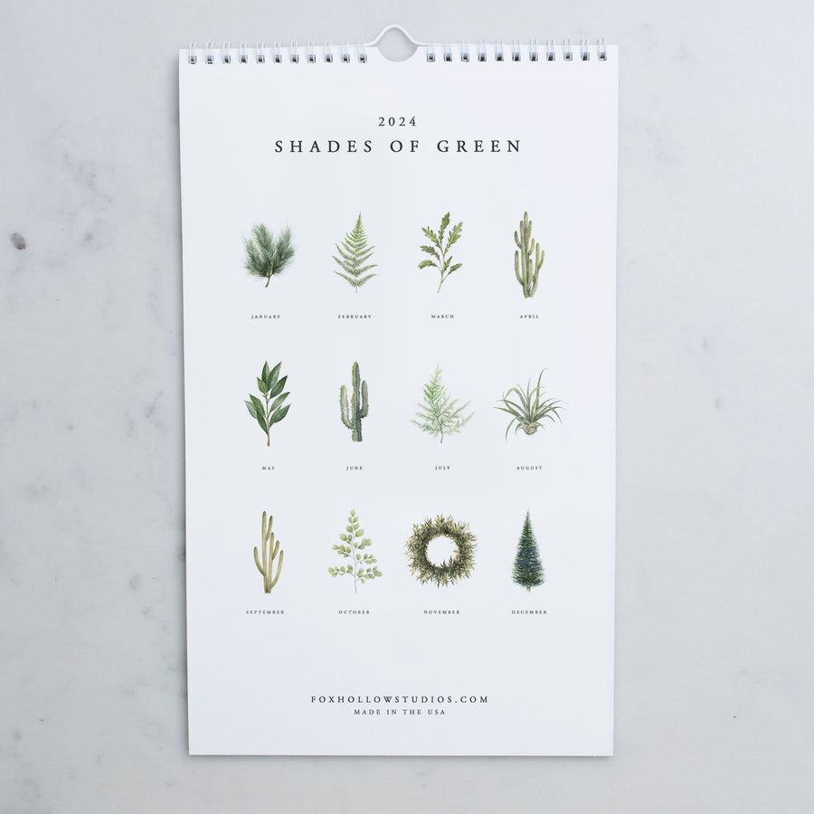 Shades of Green Wall Calendar (2024)