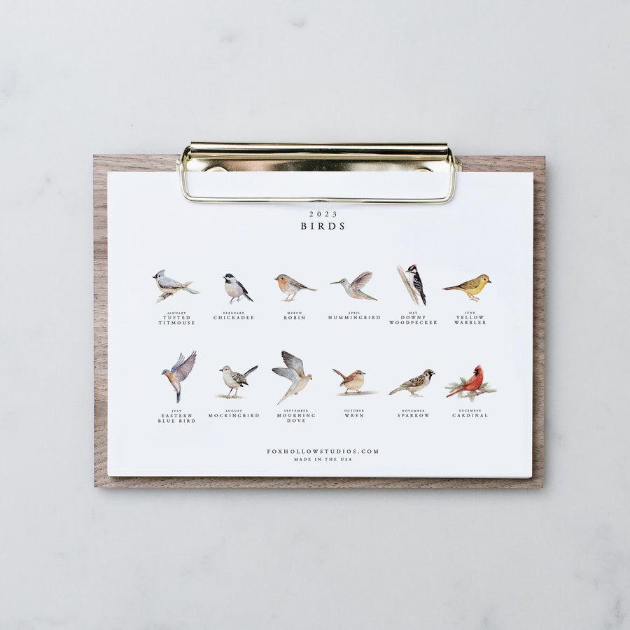 Birds Desk Calendar - Landscape (2023)