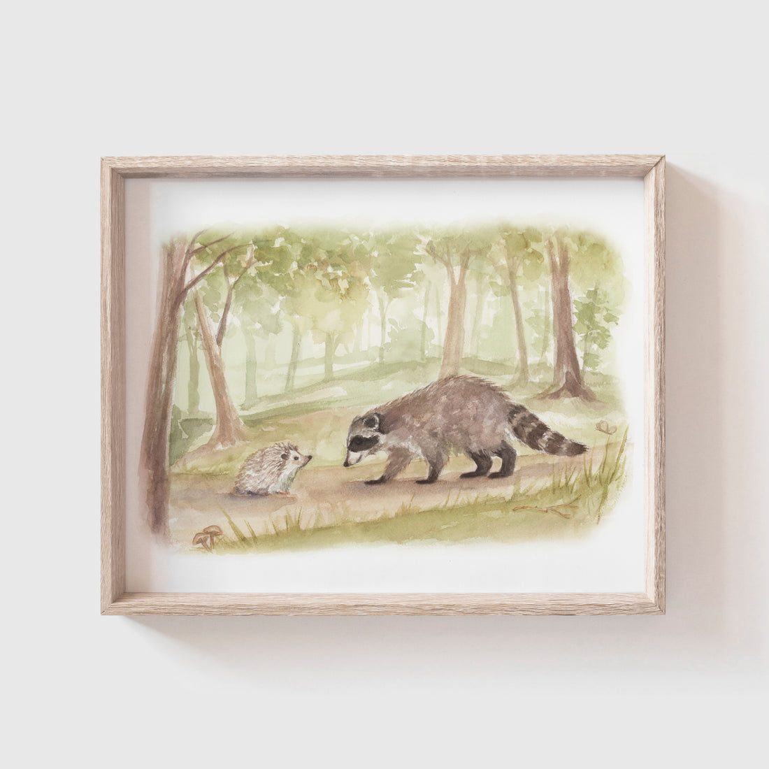 'Hedgehog Meets Raccoon' Art Print (Our Little Adventures)