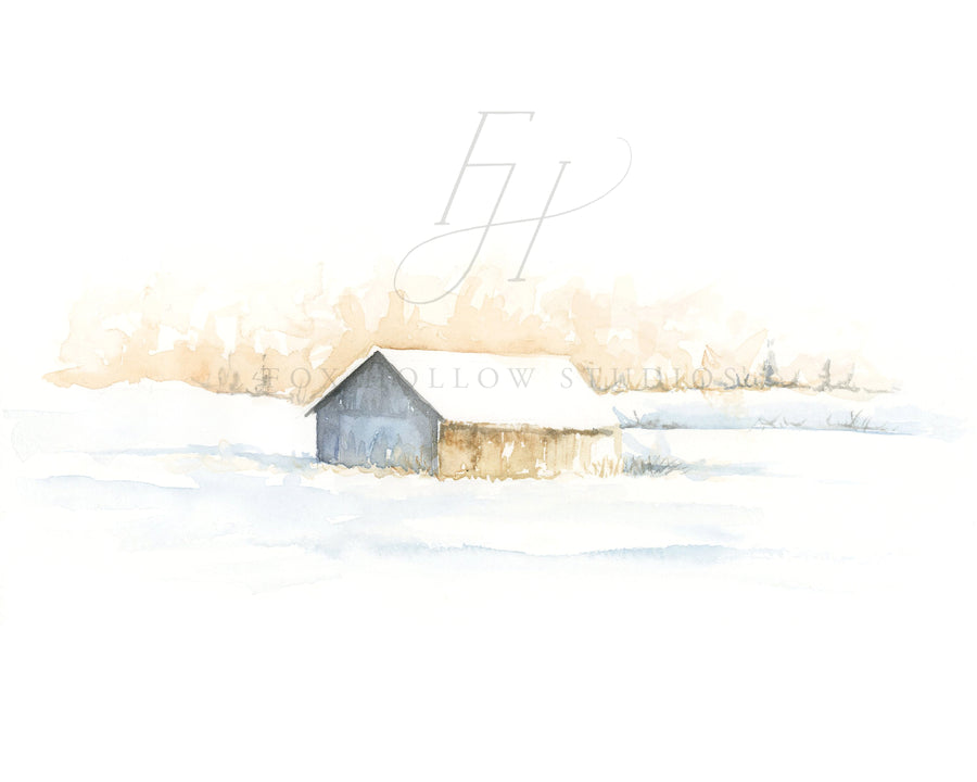 Barn No. 9 (Snow Barn) Art Print